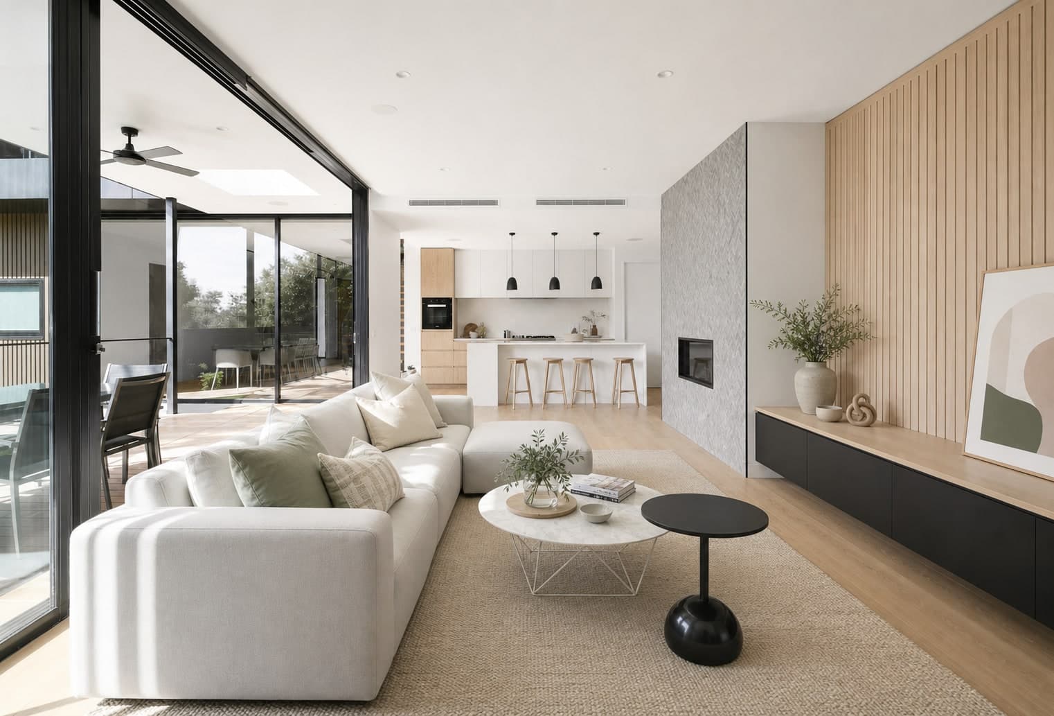 Same living room redesigned in Scandinavian style